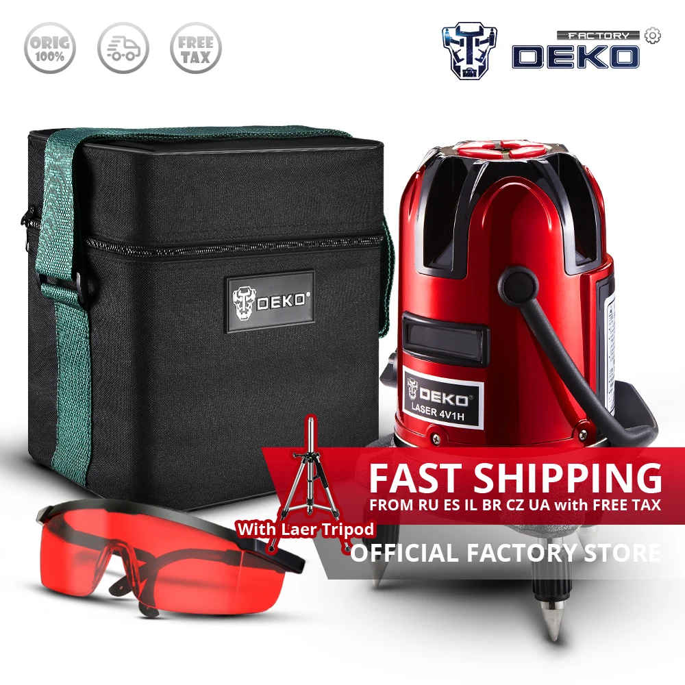 

Factory Outlet DEKO LL56 5 Lines 6 Points Vertical&Horizontal Self-leveling Laser Level 360 Degrees Indoor/Outdoor Mode Tripod