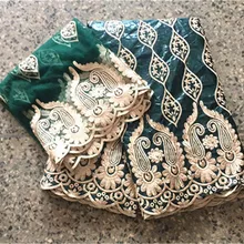 Нигерийское кружево ткань темно-зеленого цвета в африканском стиле Базен brode getzner высокого качества, кружевная хлопковая парча в Гвинейском стиле для женщин 5+ 2 ярдов/партия