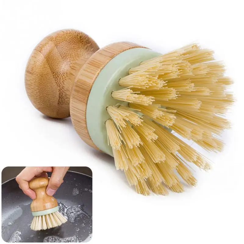 

Tableware Multifunctional Tool For Kitchen Cleaning Brush Mini Durable Wooden Handle Round Dish Scrubber Pot Pan Wash
