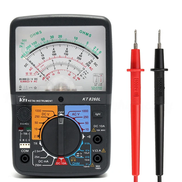 KT8260LDigital Analog Multimeter ACV/DCV/DCA/Electric Resistance Tester