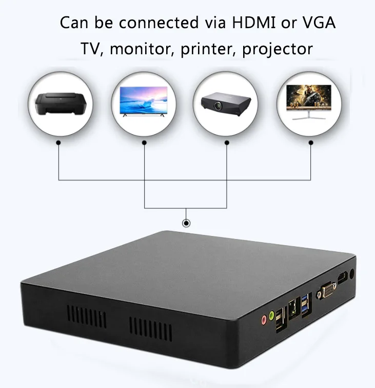  Mini PC de juegos de ordenador intel Core i7 i5 i3 J1900 Oficina 4K 300M WiFi HDMI VGA USB Windows 