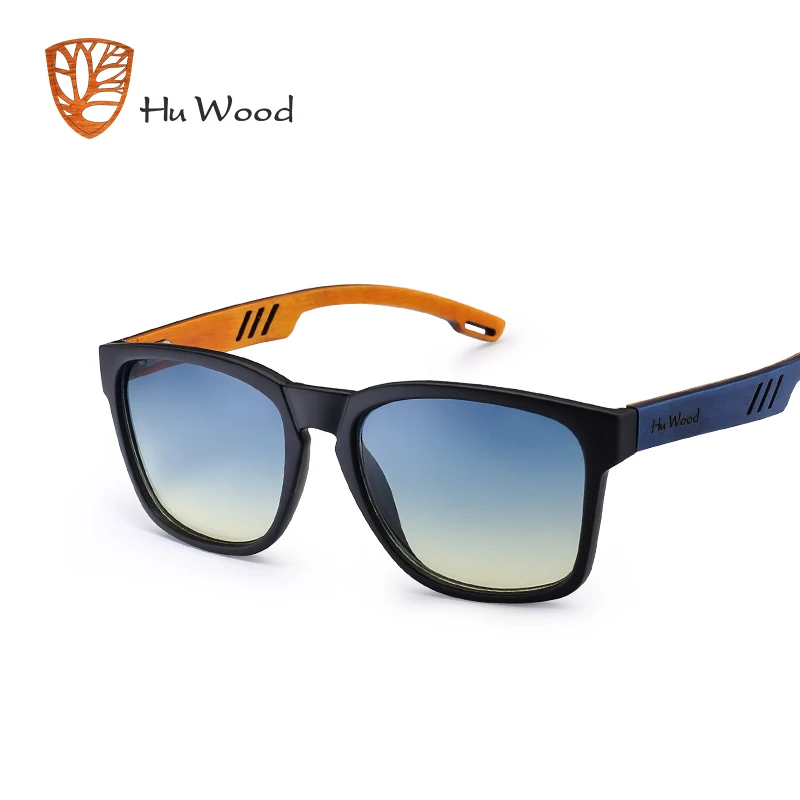 HU WOOD Brand Design Multi-color Frame Skateboard Wood Sunglasses for Men Color Gradient Lenses Driving Shade Anti-glare GR8011