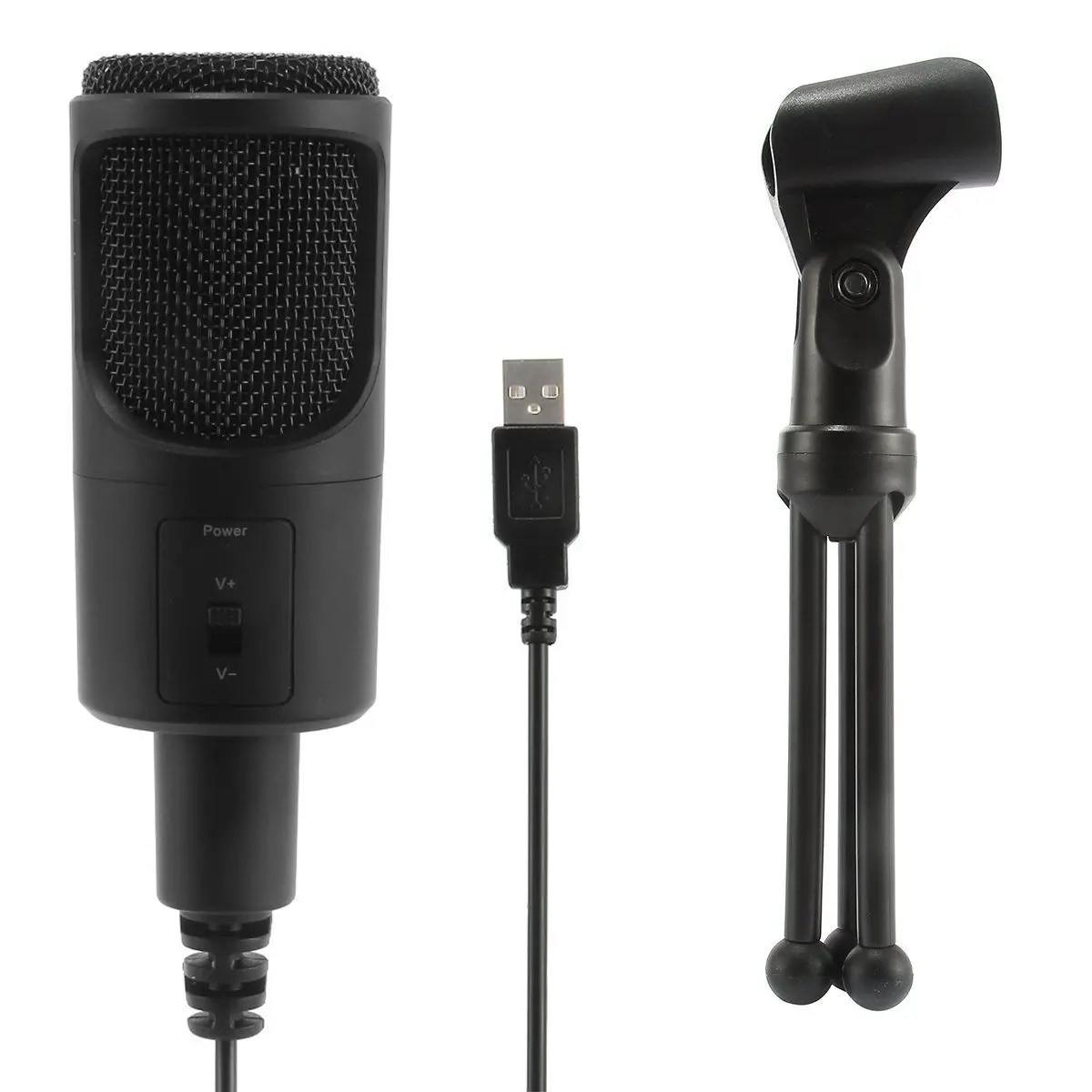 Портативный складной USB студийный аудиозаписывающий микрофон Plug-N-play с амортизационной подставкой