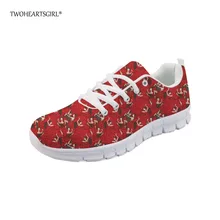 Twoheartsgirl красный фламенко узор женские кроссовки повседневные Брендовые женские летние дышащая сетчатая обувь на шнуровке женские туфли на плоской подошве Удобные