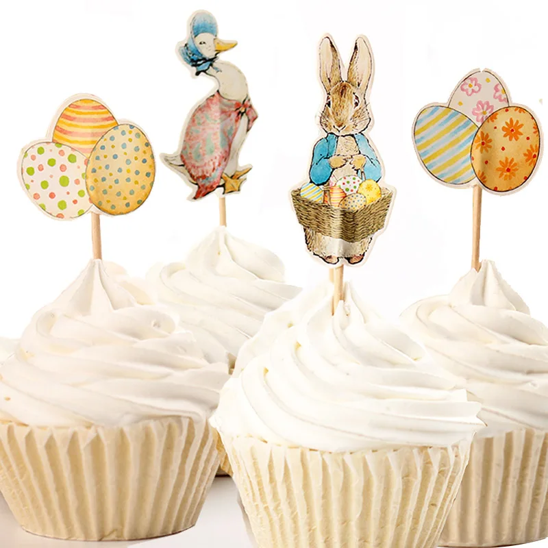 

24pcs/48pcs Cute Peter Rabbit and little Benjamin Bunny Cupcake topper for cake decoration birthday wedding party suppliers