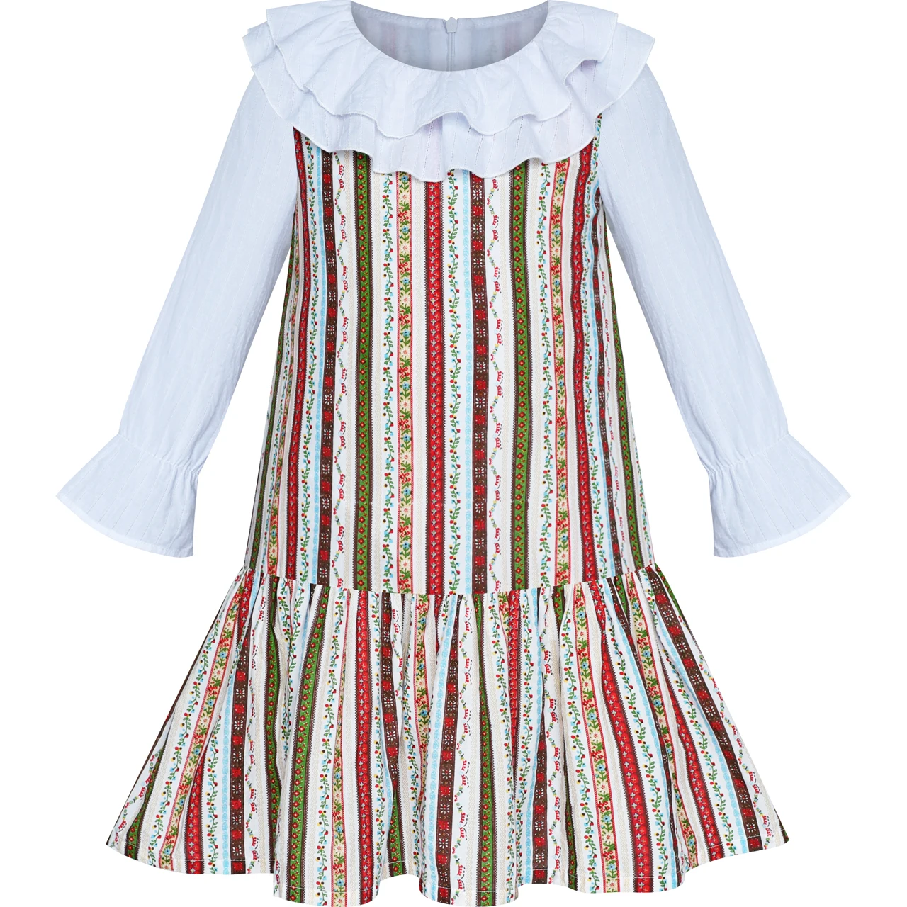 Sunny Fashion платья для девочек Белый воротничок Назад Школа Хлопок Повседневная 2020