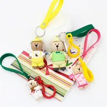 

Little Teddy Bear Car Keychain Cute Small Baby Key Ring Soft Lovers Key Ring PVC for Women Key Holder Bag Pendant Christmas Gift