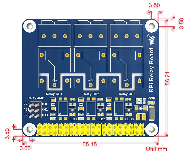 Waveshare RPi реле/Плата расширения поддерживает Raspberry Pi A+/B+/2B/3B/3B+ нагрузки до 5А 250 В переменного тока или 5А 30 В постоянного тока