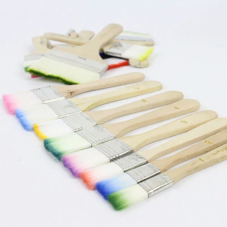 6pcs/Set,Watercolor many color Nylon Hair wooden cleaning painting art