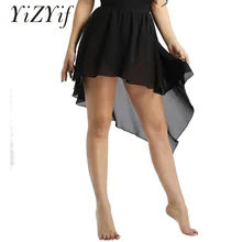 YiZYiF женские Асимметричные шифоновые юбки, костюмы для танцев и балета, танцевальный костюм юбка для взрослых