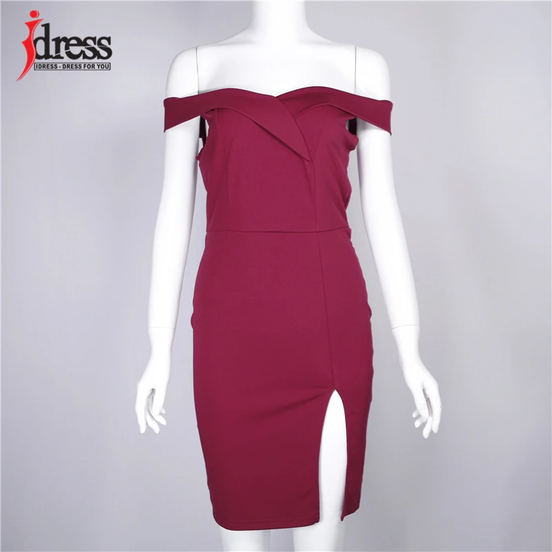 IDress Women Summer Dress 2019 Split Black Red Off Shoulder Backless Tunic Party Dress Sexy Robe Femme Bodycon Bandage Dress (8)