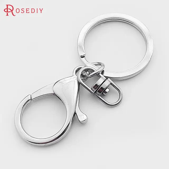 Gold And Silver Metal Keychain Rings With 30mm Long 70 Lobster Clasp Hook  For Jewelry Making From Danteexum, $20.79