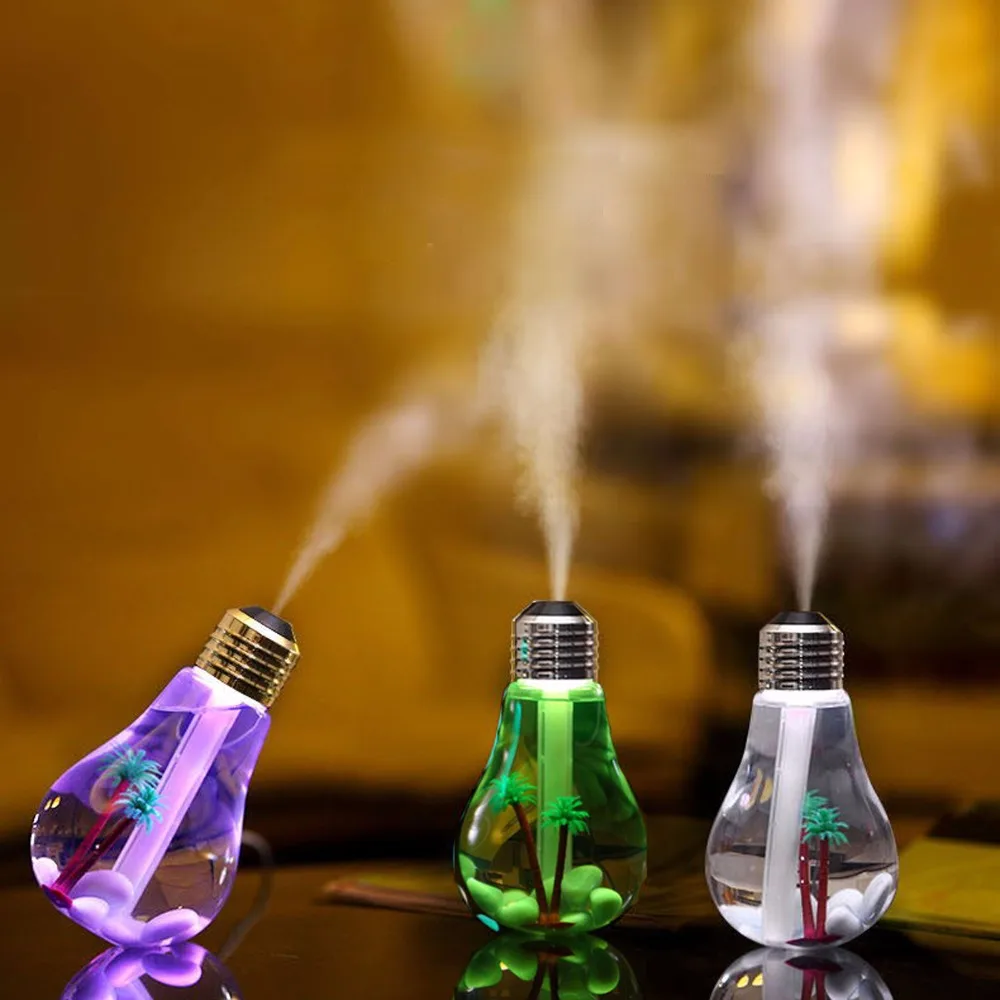 

USB Ultrasonic Humidifier Creative Bulb Bottle Design Mini Aroma Diffuser LED Night Light Aromatherapy Home Office Use