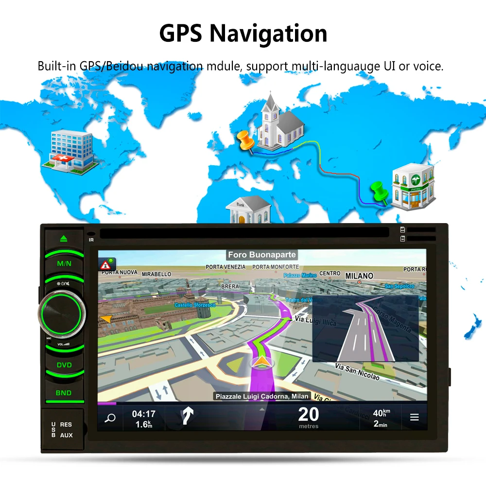 Perfect 6116 2 DIN Android 6.0 Auto Radio Octa Core 6.5 Inch Universal Car DVD Player GPS Stereo Audio Head Unit Support DAB DVR OBD 6
