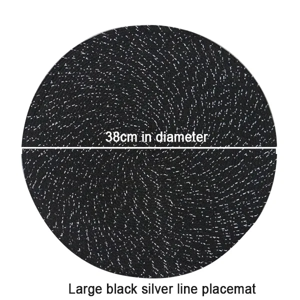 Золотая Серебряная нить плетение рами подстилка для столовых приборов изоляционная круглая подстилка для столовых приборов креативный льняной коврик для стола украшение дома - Цвет: large black