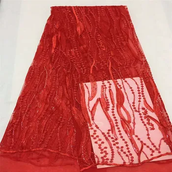 

High Quality 2018 3D Applique Nigerian Lace Fabrics Tulle Beaded African Lace Fabric Guipure Embroidered French Lace H401-1