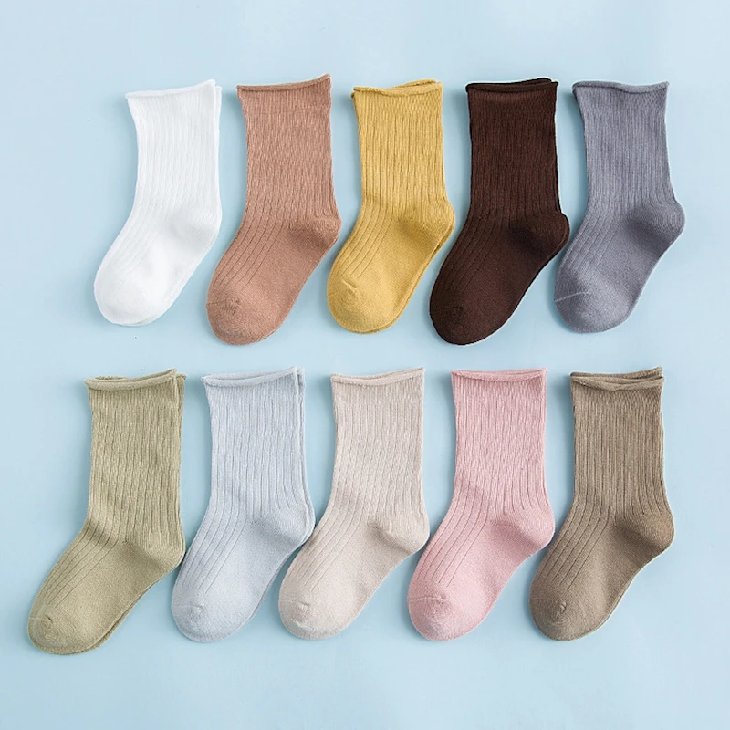 

5pcs Boy Summer Cotton Socks Children Baby Girl's Stripped Airy Short Ribbed Socks for Baby Kids 1-5Y