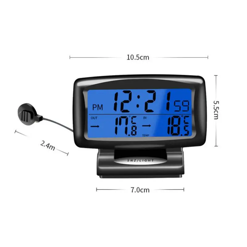  New Auto Accessories Electronics Internal and External Dual Temperature Car Electronic Clock Watch 