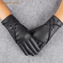 Модные женские мягкие кожаные перчатки зимние теплые варежки Рождественский подарок черный 9 Aug новое поступление