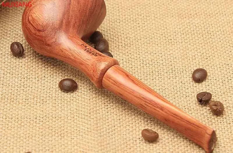 7 rosewood straight smoking pipe with wooden mouthpiece stem good look