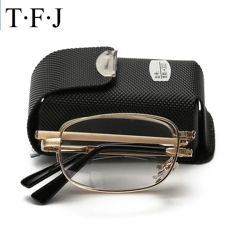 Прогрессивные складывающиеся очки для чтения с защитой от усталости, женские, мужские, диоптрийные очки для глаз, 1,5 бифокальные очки для дальнозоркости, Чехол для очков