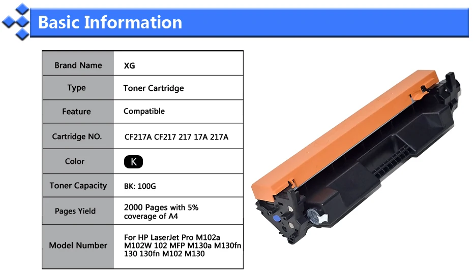 1X CF217A 17A 217A совместимый картридж с тонером для HP LaserJet Pro M102a 102 A M102W MFP M130a M130 M130fn M130fw