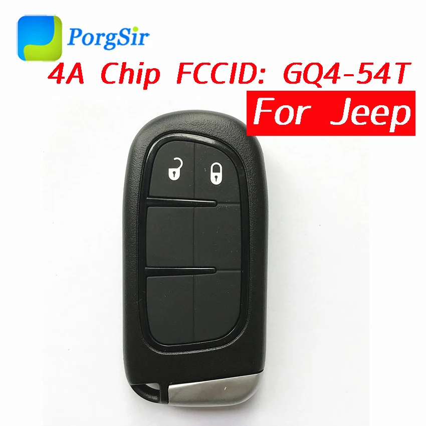 

2 Button 434mhz Keyless Go Proximity Remote Control Key for Jeep Cherokee 2014 ~ 2018 With Hitag AES 4A Chip FCCID: GQ4-54T