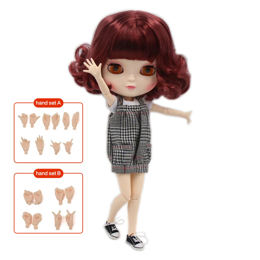 Ледяной DBS Blyth BJD 1/6 шарнирная кукла 30 см высотой красные короткие волосы включая