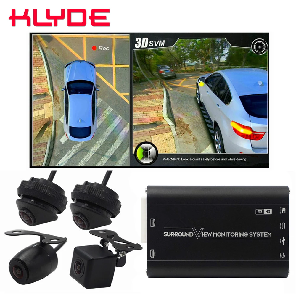 

HD 3D 360 Surround View Driving Support Bird View Panorama DVR System 4 Car Camera 1080P Car DVR Video Recorder Box G-Sensor