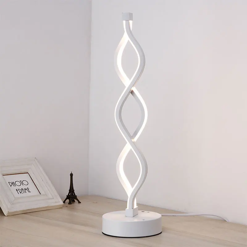  24W LED Strip Table Light 110V/220V Desk Lamp Spiral Acrylic Art Table Lamps Indoor Reading Lightin