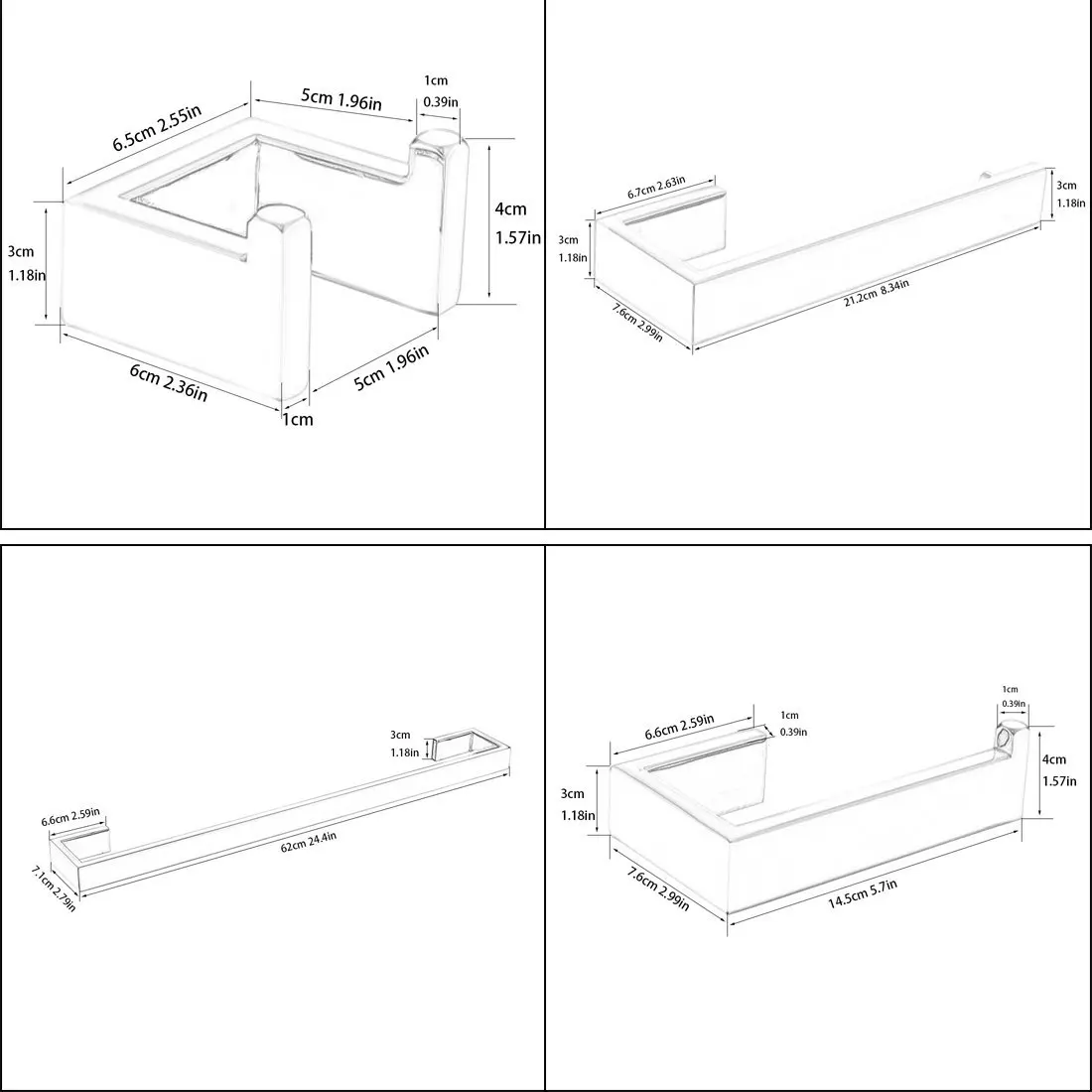 Preise 4 Teil satz Bad Hardware Sets 304 Edelstahl Bad Zubehör set Einzelhandtuchhalter, Kleiderhaken, Papierhalter FLG90012SS
