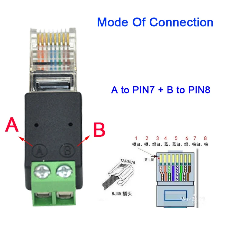 RJ45 8P8C модульная вилка к винтовым клеммам блоки адаптера - Цвет: RJ45 A-Pin7 B-Pin8