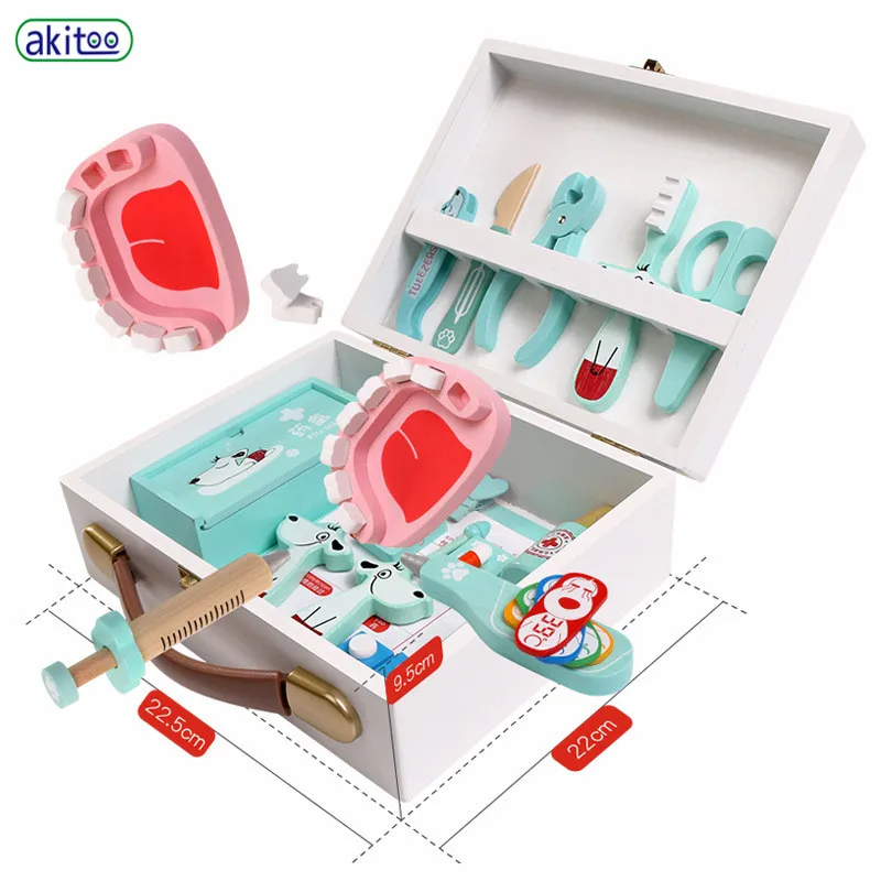 Akitoo детский симулятор игрушечный дом игрушка «Доктор» медицинская инъекция деревянная коробочка для медицинских целей коробка подарок для мальчика девочки#3218