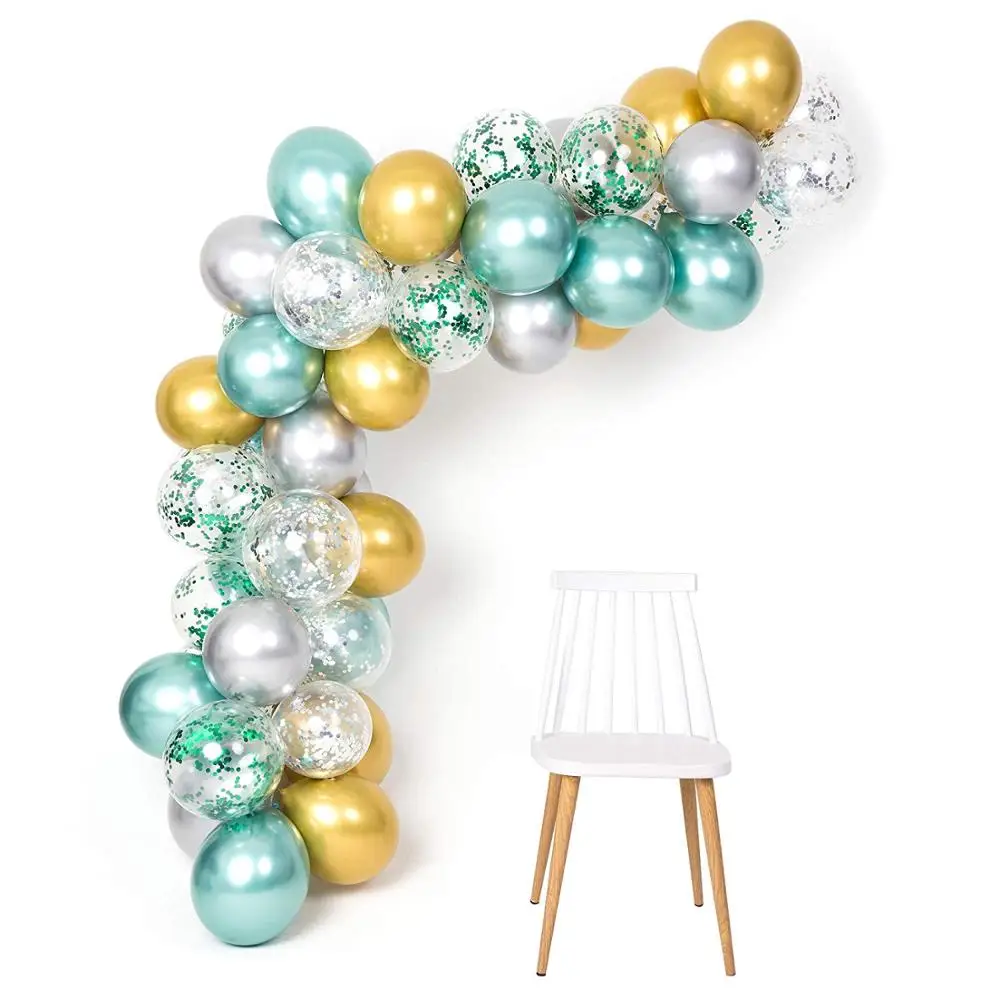 

50PCS/Set Foil Confett Latex Wedding Party Garland Balloon Chain Gold Blue Metal Balloons Backdrop Decor Balloon Arch Decoration