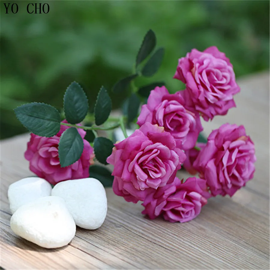 YO CHO Roses artificial flowers for wedding decorative peony silk bridal bouquet wedding arch fake flower fake roses Home Decor YO CHO Roses artificial flowers for wedding decorative peony silk bridal bouquet wedding arch fake flower fake roses Home Decor