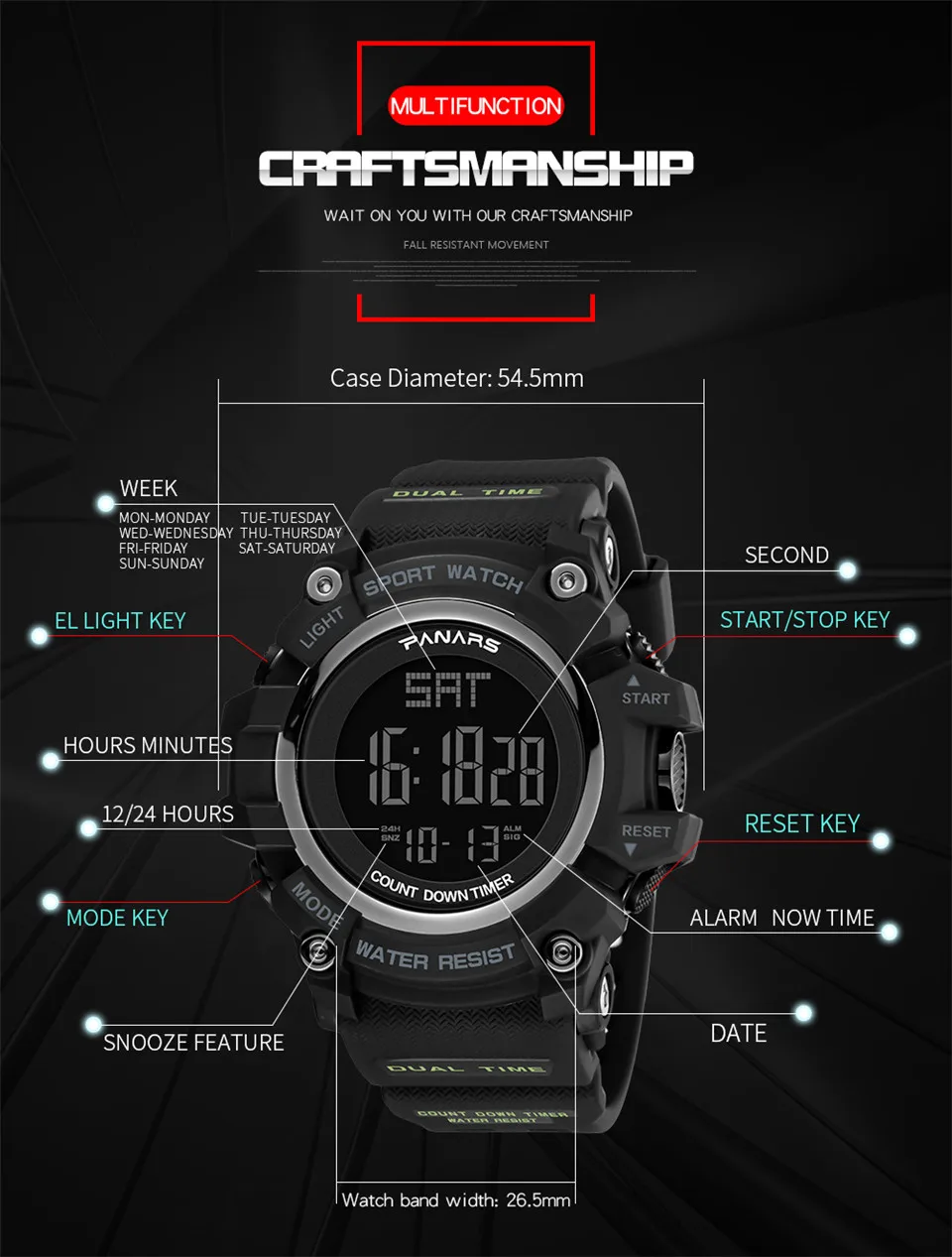 Top Luxury Brand Sports Watches Men Waterproof LED Digital Watch Fashion Casual Men's Wristwatches Clock Relogio Masculino 2018  (4)