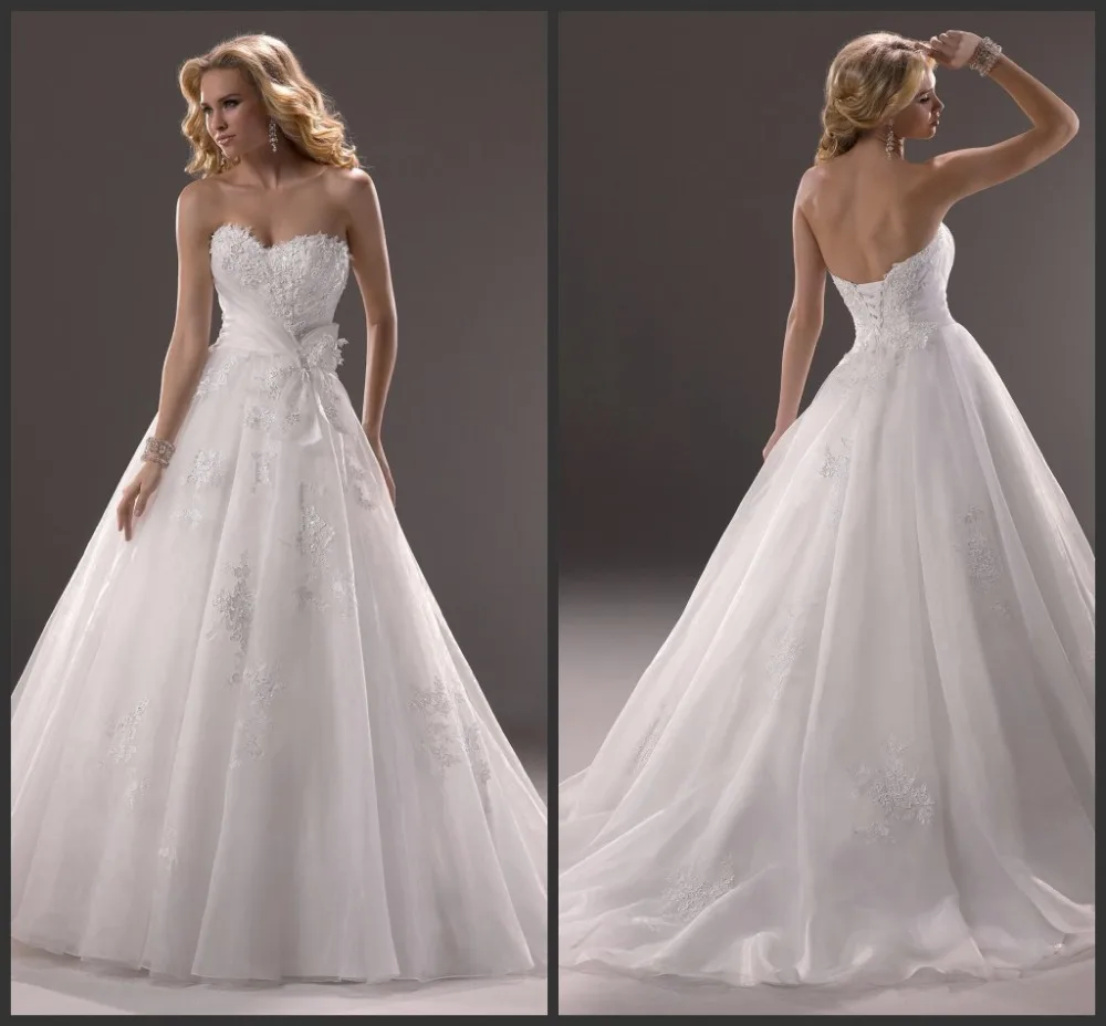 2014 Lastest Sweetheart Lace and Organza Ball Gown Wedding Dresses for