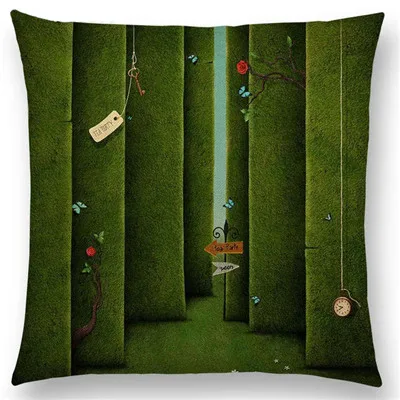 Сказочная наволочка для подушки с изображением сказочного мультфильма, красочная Наволочка на дерево, дом, луна, украшение дома, офисное кресло, подушка на спинку, наволочка для дивана