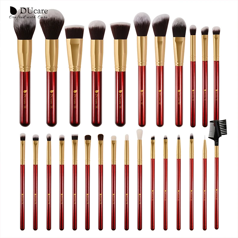 

DUcare 27 Pieces Natural goat hair Synthetic Wool fiber Powder Foundation Concealer Blusher Eye shadow Makeup Brush Set