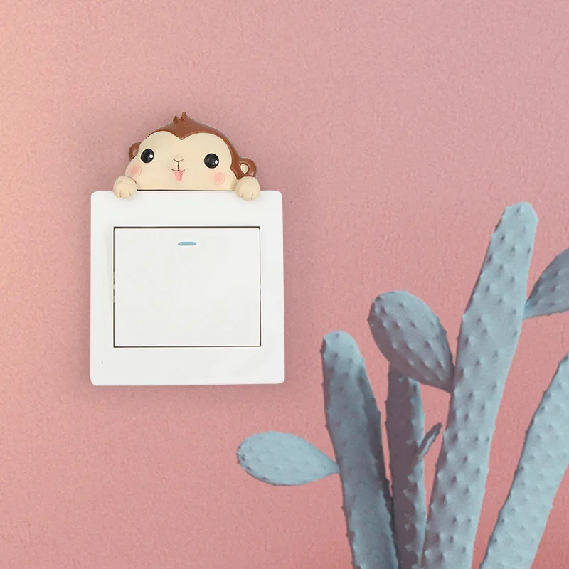 Interruptor de Luz Interruptor de Parede Conjunto de 6 Pcs Figurine Animal Etiqueta Home da Parede Decalques Decor Hanging Ornamento da Resina
