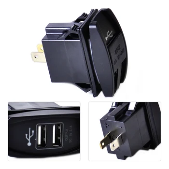 

DWCX Car SUV Motorcycle Waterproof Blue LED DC 12-24V 3.1A Dual USB Power Supply Charger Port Socket For Ford VW Audi Mazda Kia