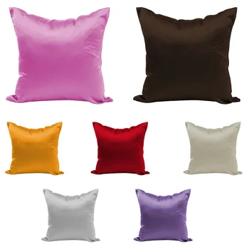 

Hot 7Colors Satin Silk Soft Pillowcase Chair Seat Cushion Pillowcase 50 x 50cm Chair Seat Square Pillow Home