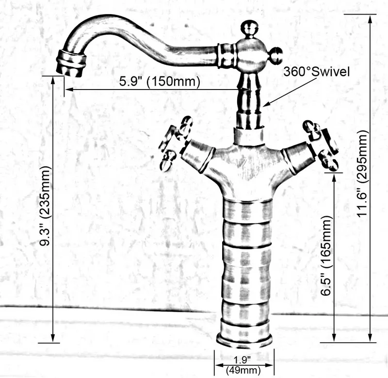 Black Oil Rubbed Brass Dual Cross Handles One Hole Bathroom Kitchen Basin Sink Faucet Mixer Tap Swivel Spout Deck Mounted mnf347