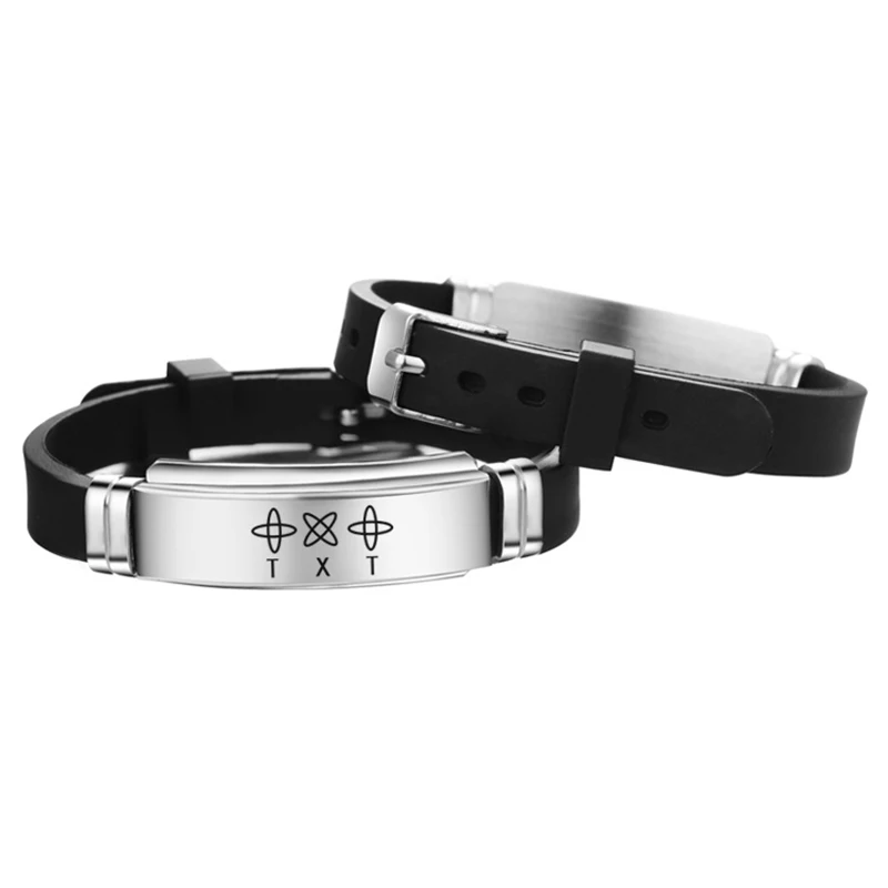 

Kpop TXT Bangle Bracelet TOMORROW X TOGETHER Stainless Steel Bracelet Silicone Bracelets Fans Gift