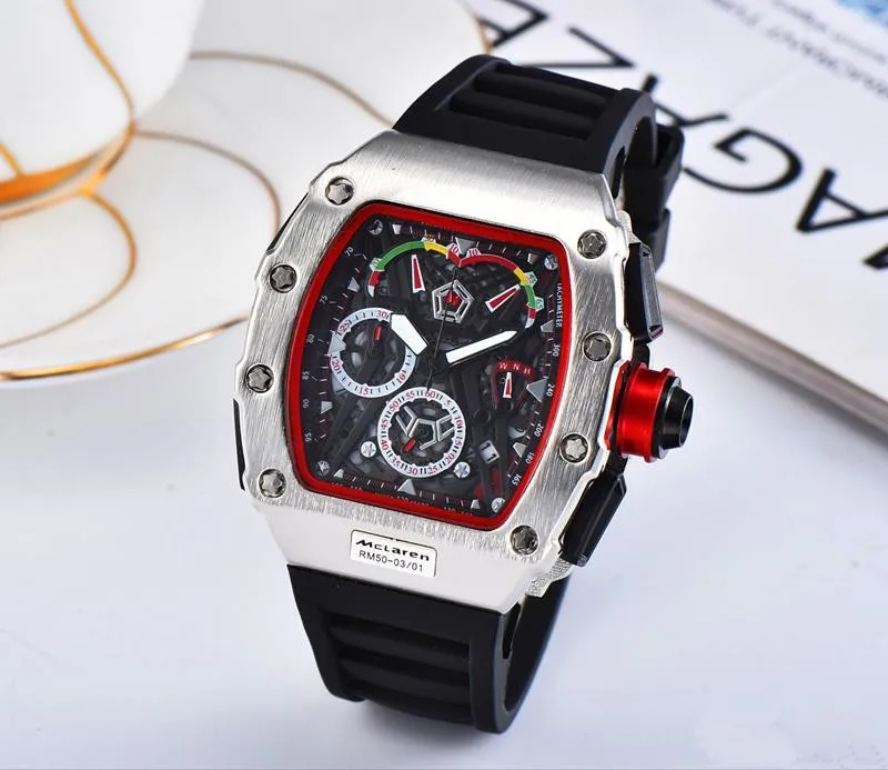 

sport Men's Luxury Brand Famous Unique Designer Quartz Watch Male Silica Watches Men relogio masculino stop watch Six needles