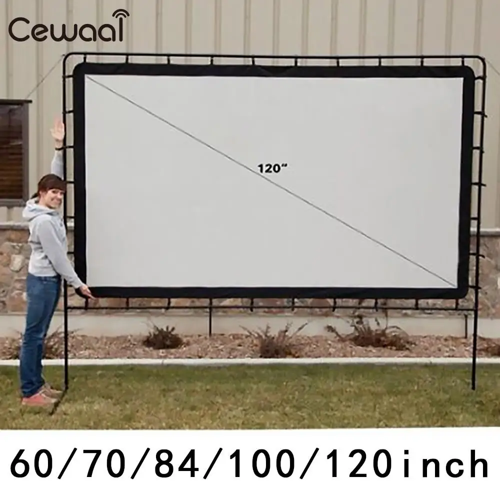 

Projection Curtain White Portable Courtyard Projector Curtain Foldable Church Movie Screen Projection Screen Soft 120 Inch
