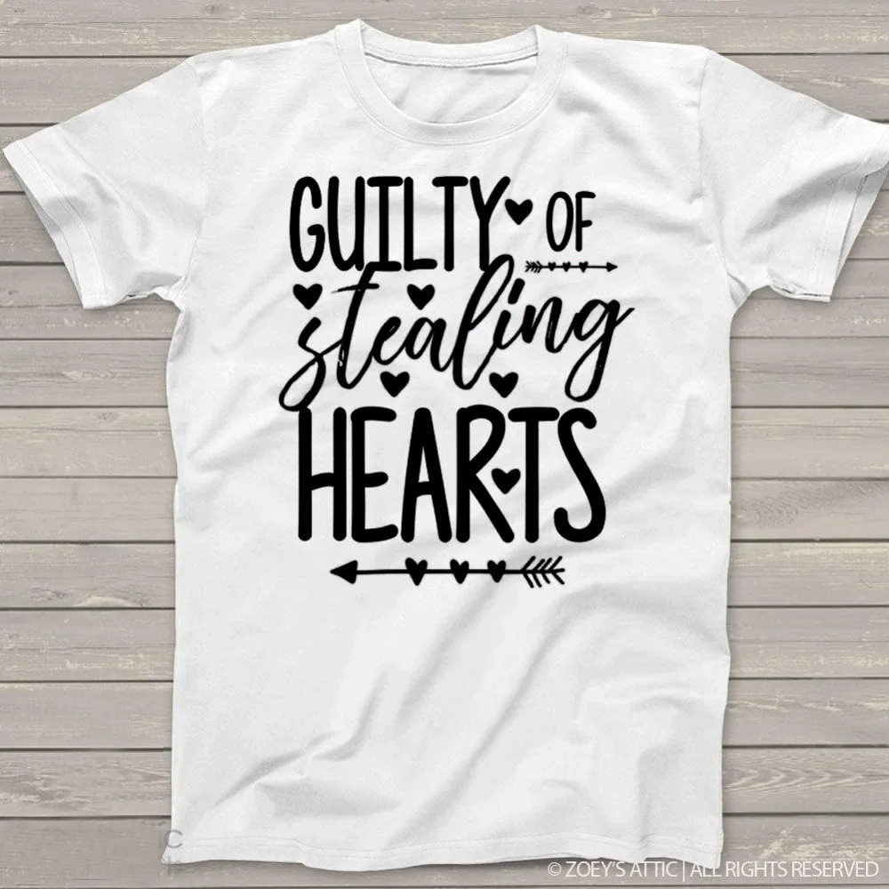 Valentine shirt guilty of stealing hearts Valentine's Day bodysuit or Tshirt snlv-046