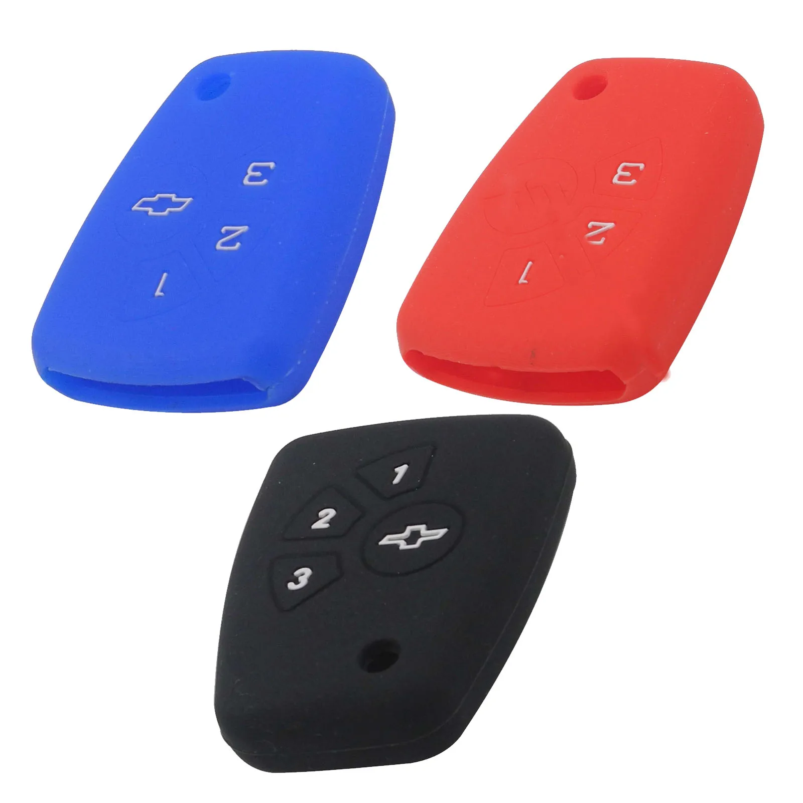 

jingyuqin New Remote Car Key Fob Silicone Case Cover Protector For Chevrolet Cruze Spark Onix Silverado Volt Aveo Sonic 4BTN