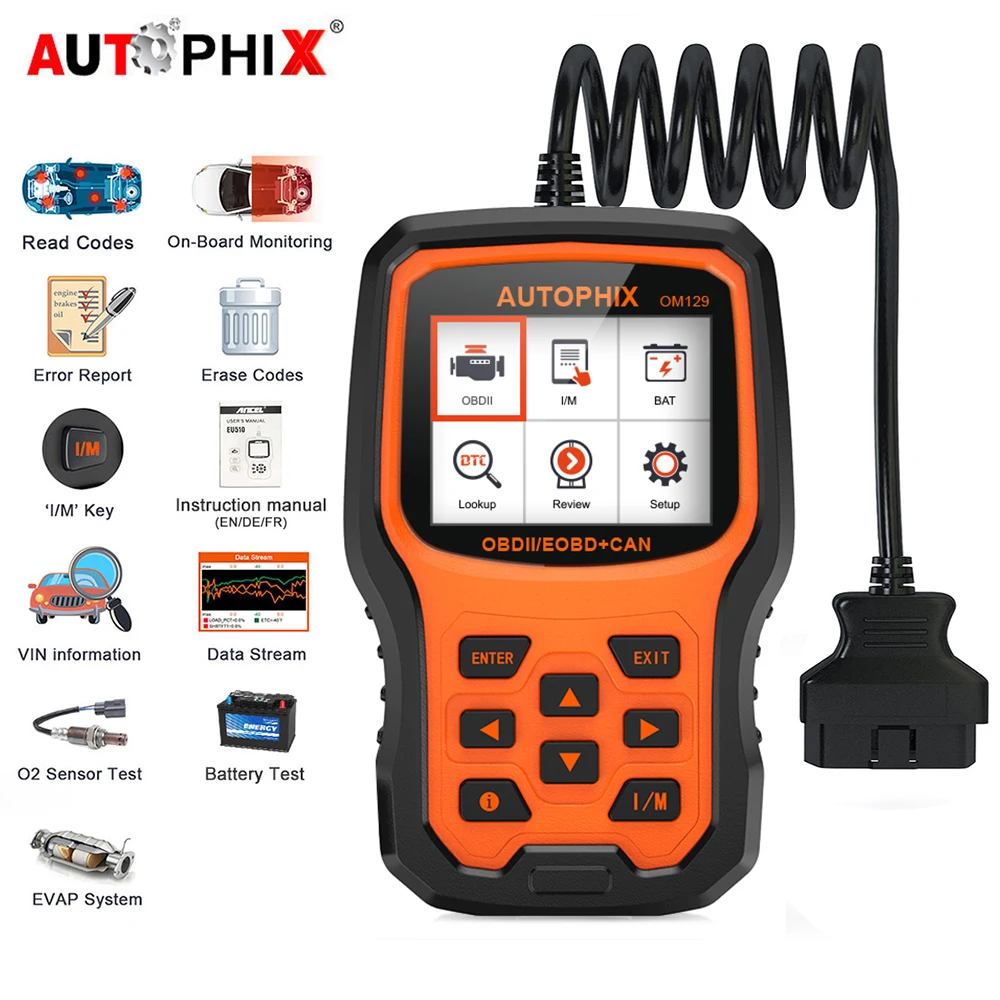 

Autophix OM129 OBD2 Scanner Universal Diagnostic Tool Automotive Auto Tools Engine Battery Car Diagnostic Scan Tool