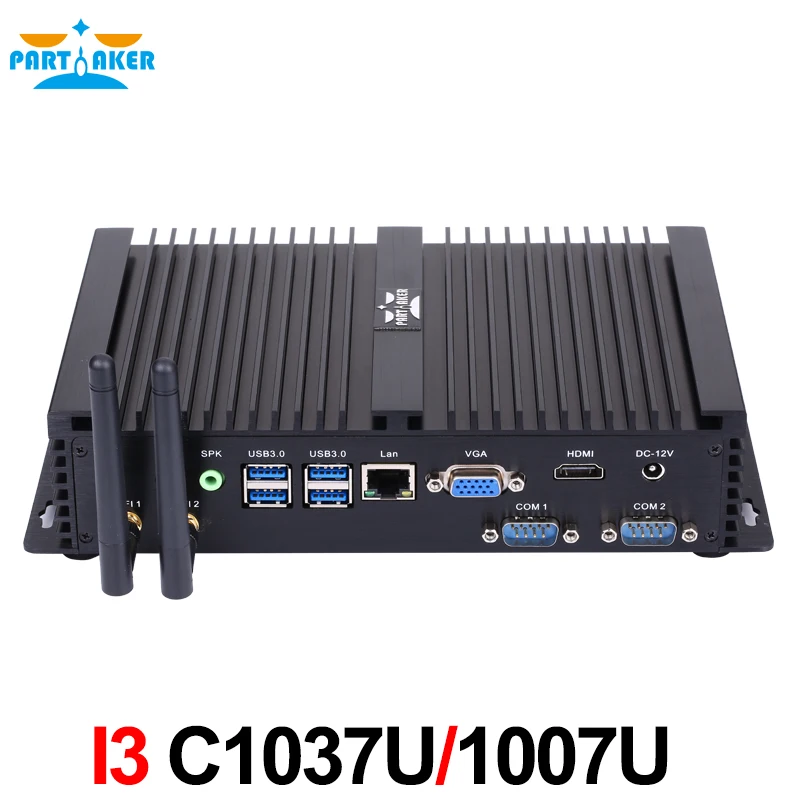  Partaker I3 Mini Computer Fanless Mini PC Windows 10 Core C1037U or C1007U 2*COM industrial PC Rugg